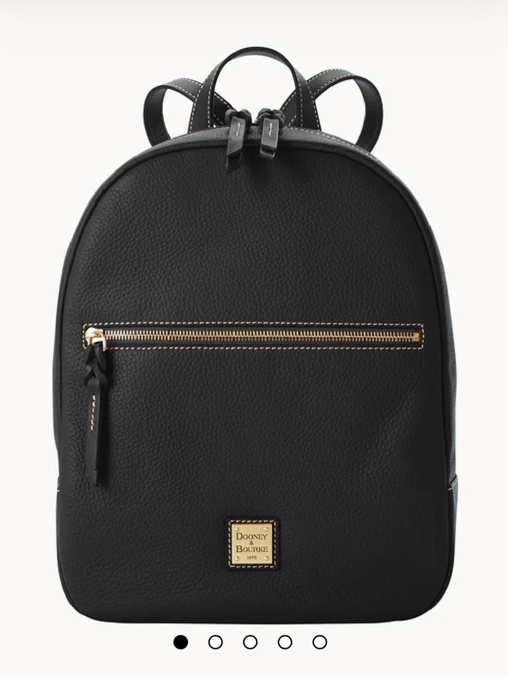 Dooney & Bourke Black Pebble Leather Ronnie Backpack with Gold Hardware